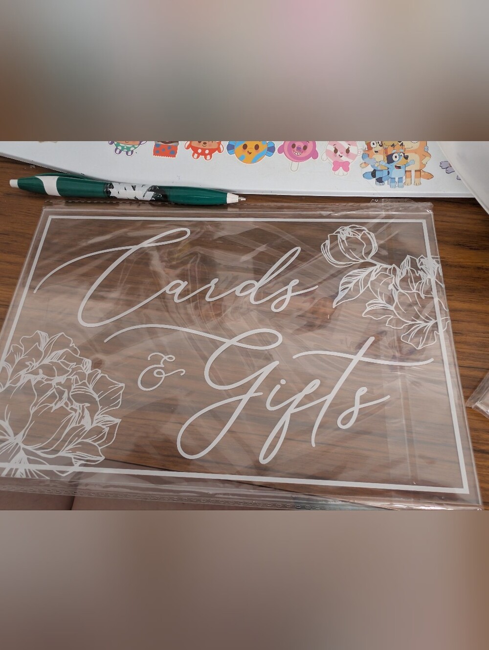 Elegant 'Cards & Gifts' Acrylic Sign - White Lettering